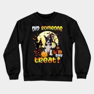 Border Collie Did Someone Say Treat Happy Halloween Crewneck Sweatshirt